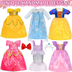 Six princess dresses in vibrant colors to inspire creative styling and storytelling.