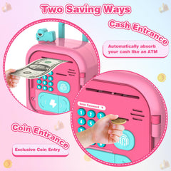 Lawdiey piggy bank with password and card unlock for safe access.