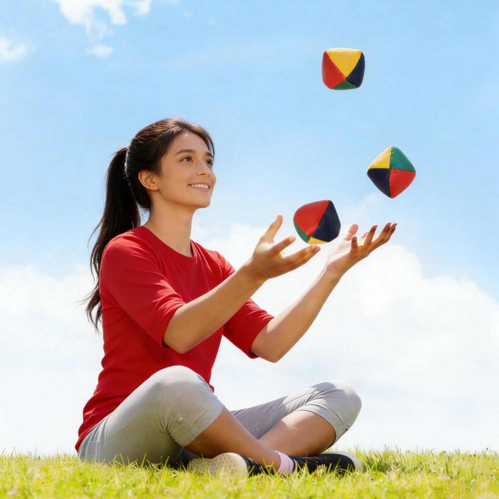 Lawei portable mini juggling set fits in a bag for travel training.