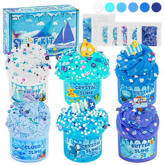 LAWOHO blue slime kit with ocean tones for creative play and tactile exploration.