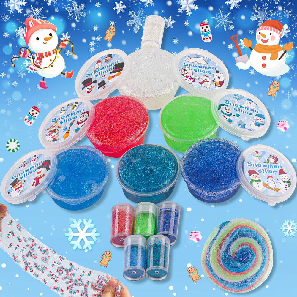 LAWOHO Blue and white tubes with paper enhance glittery snowman crafts.
