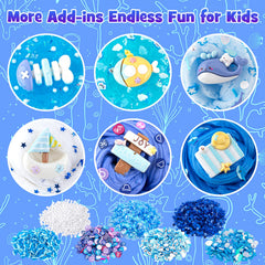 LAWOHO blue butter slime with non-stick texture for smooth stretching sessions.