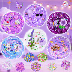 LAWOHO purple field slime kit shows color fade from white to purple for creative textures.