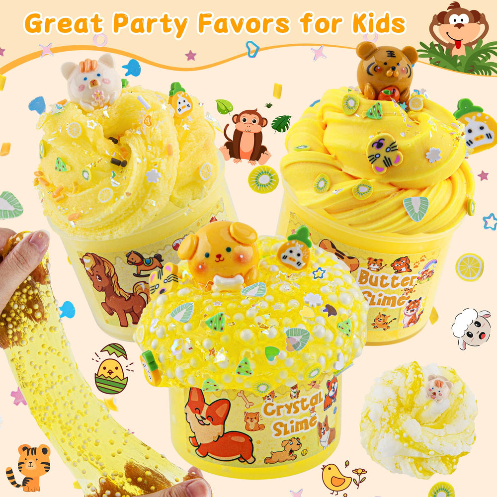 LAWOHO yellow slime add-ins spread for creative effects.