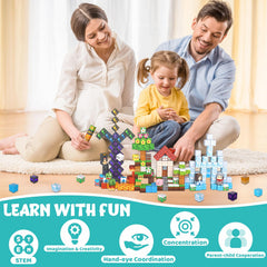 LAYVIC magnetic blocks sturdy connections ensure stable builds for focused, independent play.