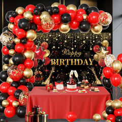 Lazy Time backdrop in black and gold with Happy Birthday lettering, ideal for milestone celebrations.