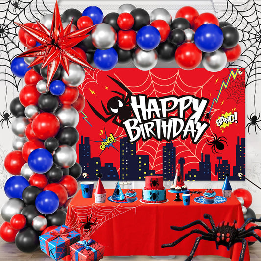 Lazy Time red-theme birthday backdrop ready to hang
