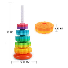 LBAIBB Rainbow Spin Tower showcasing bright colors and textured edges for tactile exploration