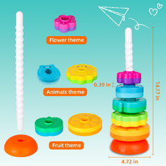 LBAIBB Spin Stack Toys animal and fruit shapes support imaginative play.