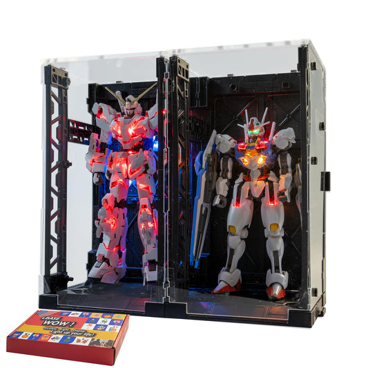 LBASE-5th black display stand highlights Gundam models with a clean silhouette.