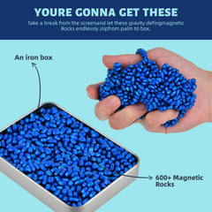 LCVUUK Magnetic Putty Rocks displayed in a resealable container for travel use.