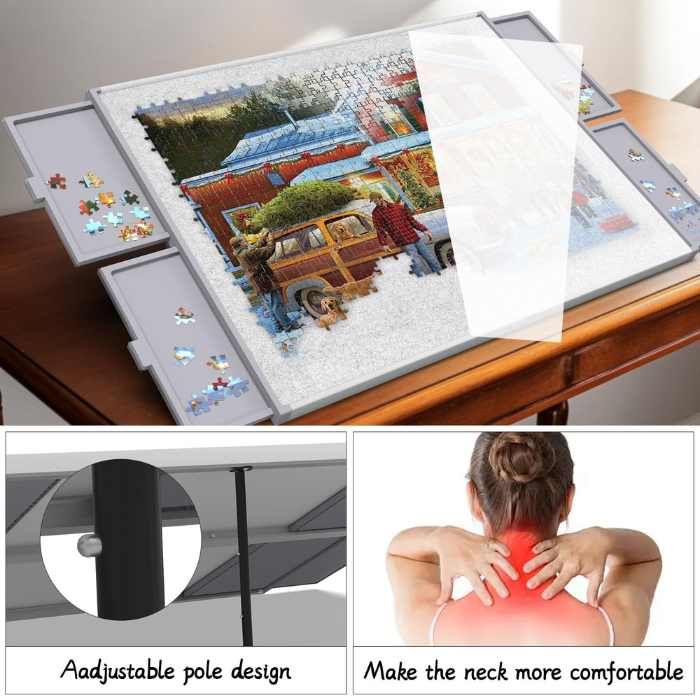 LEABIOLT Puzzle Board tilting stand showing adjustable angle feature
