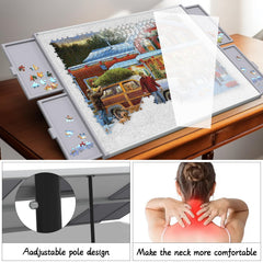 LEABIOLT Puzzle Board tilting stand showing adjustable angle feature