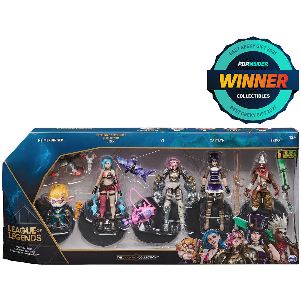 League of Legends Dual Cities Pack Vi figure with agile stance for shelf presence.