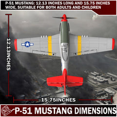 LEAMBE P-51 Mustang RC plane 2.4GHz range up to 656 feet for wide control.