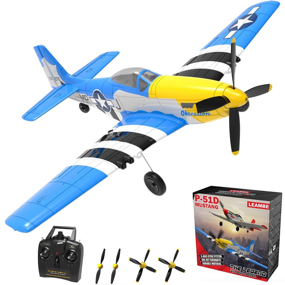 LEAMBE RC Plane blue fuselage for durable, stable outdoor flights.