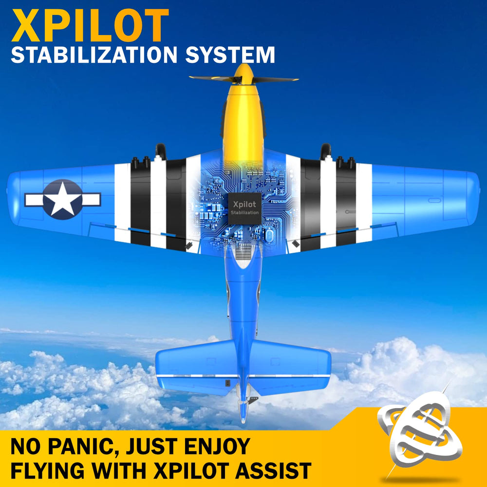 LEAMBE RC Plane blue XPILOT stabilization for precise control.