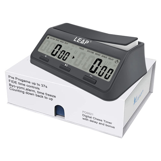 LEAP Chess Clock 9921 with large screen for easy setup and clear timing.