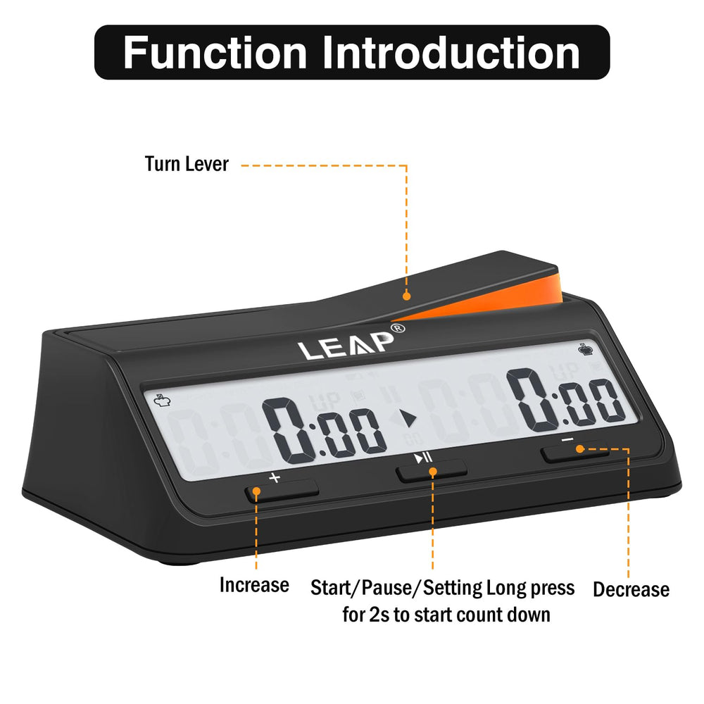LEAP Chess Clock portable design emphasizing light weight and easy carrying.