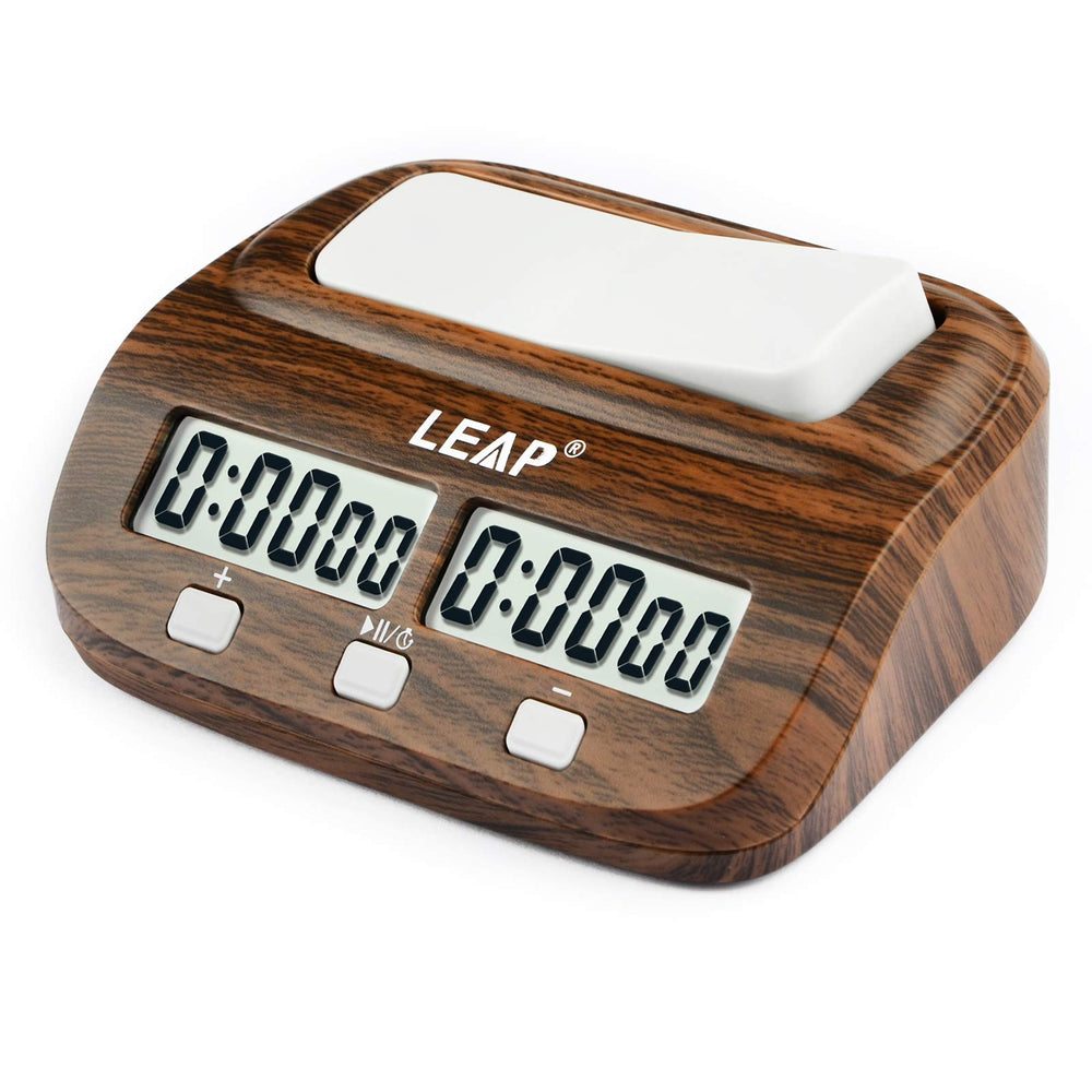 LEAP Chess Clock wooden look front view for precise timing in games