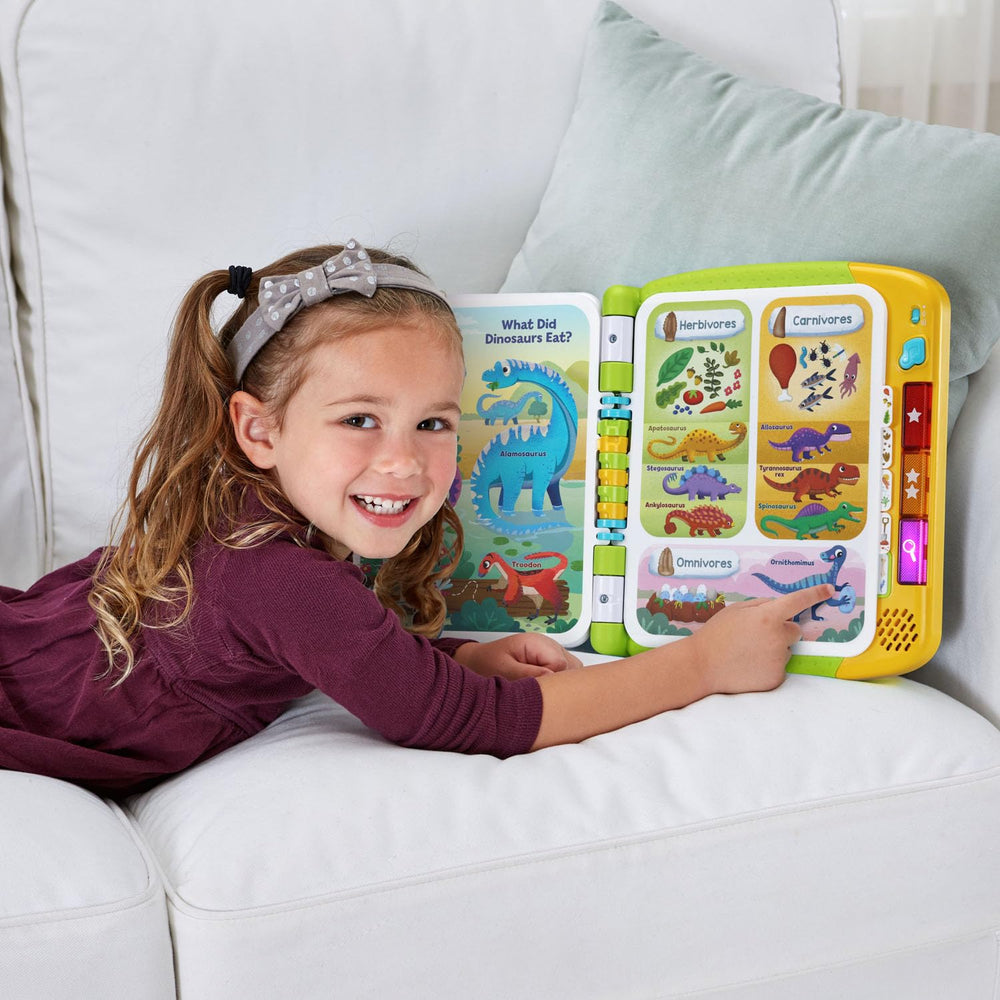 LeapFrog Dinosaur Book three songs button for playful learning.