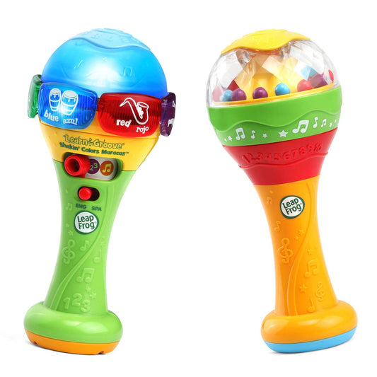LeapFrog Learn and Groove Shakin' Colors Maracas with colorful beads stimulate tactile exploration.