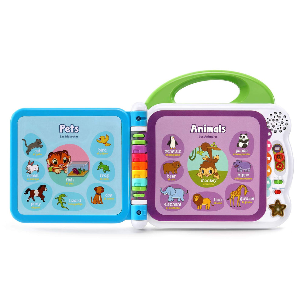 LeapFrog Learning Friends 100 Words Book light-up star button reveals two learning songs during play.