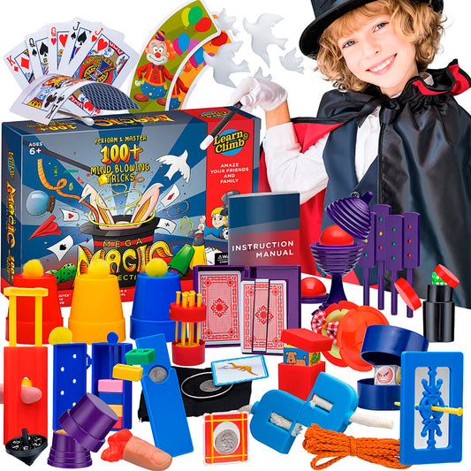 Learn & Climb Mega Magic Kit opening box with 28 tricks for budding performers.