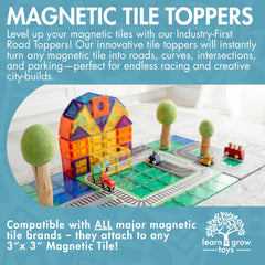 Learn & Grow road toppers compatible with major brands for versatile play.