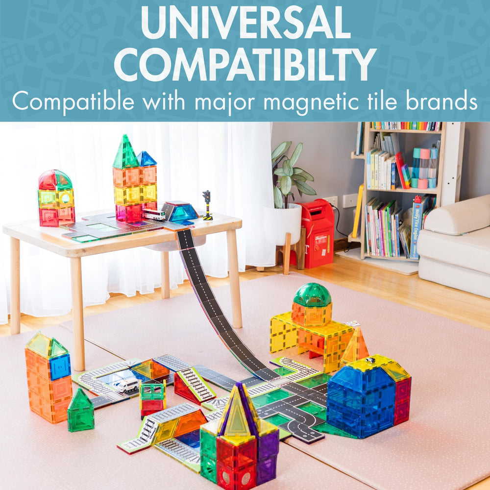Learn & Grow road toppers cross roads enable intersecting paths on magnetic tiles.