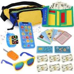 Learn2M Play Purse with dinosaur wallet for imaginative play and pretend shopping