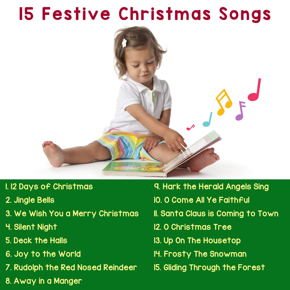 LEARNING BUGS Christmas Songs lyrics page with buttons for sing-along play.