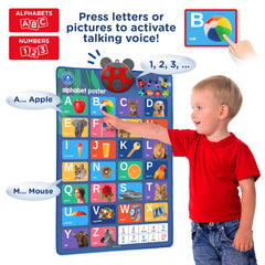 Learning Bugs interactive buttons on the wall chart boosting oral practice for letters.