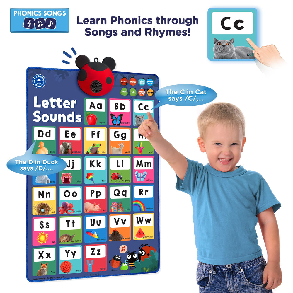 LEARNING BUGS Kids Songs mode uses lively melodies to aid listening and memory cues