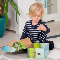 Learning Minds woodland carry box helps organized storage after playtime.