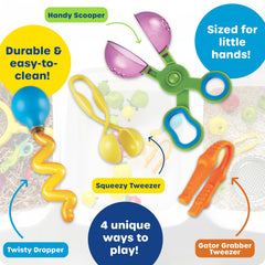 Learning Resources tools arranged in sensory bin showing versatility in play