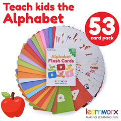 Learnworx alphabet flash cards upper and lowercase practice with engaging images