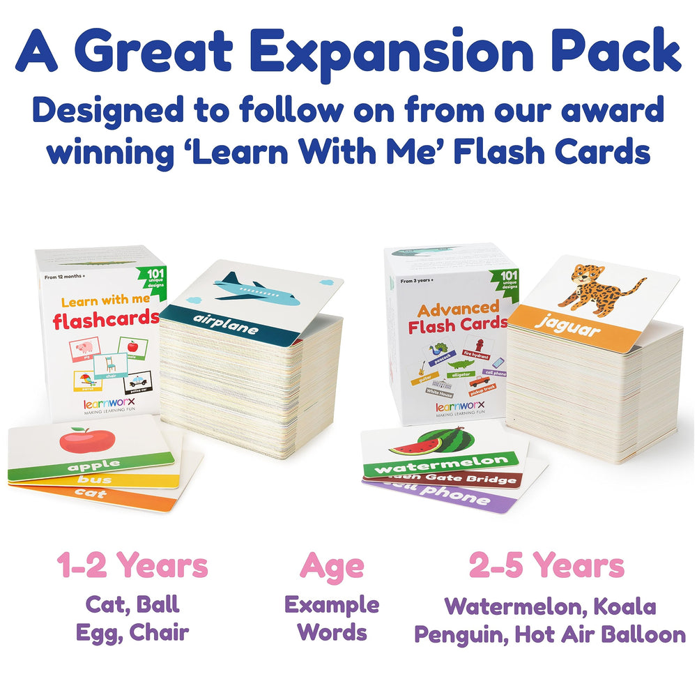 Learnworx card set in box—organized storage promotes tidy learning aids.