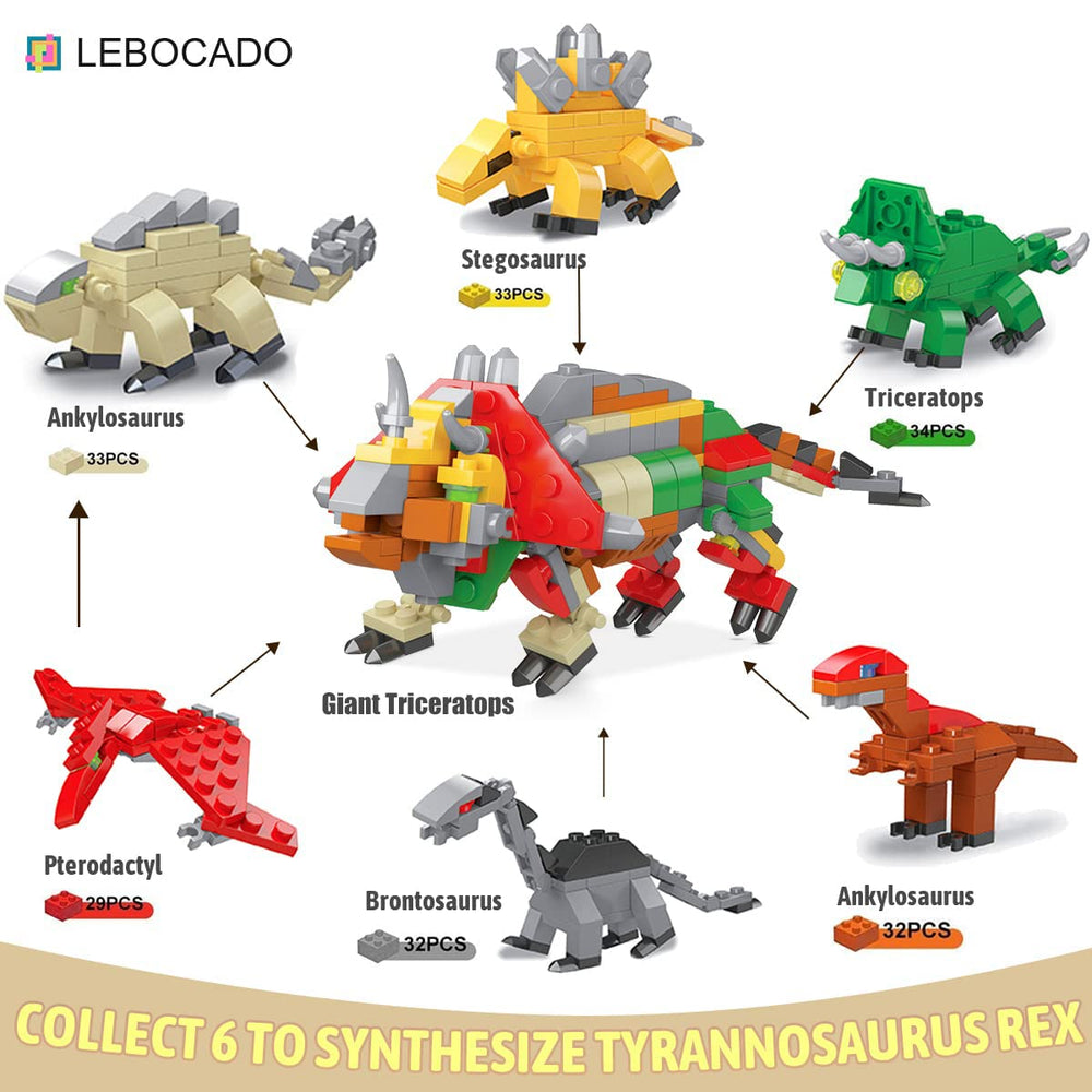 LEBOCADO Triceratops blocks with easy assembly for STEM fun.