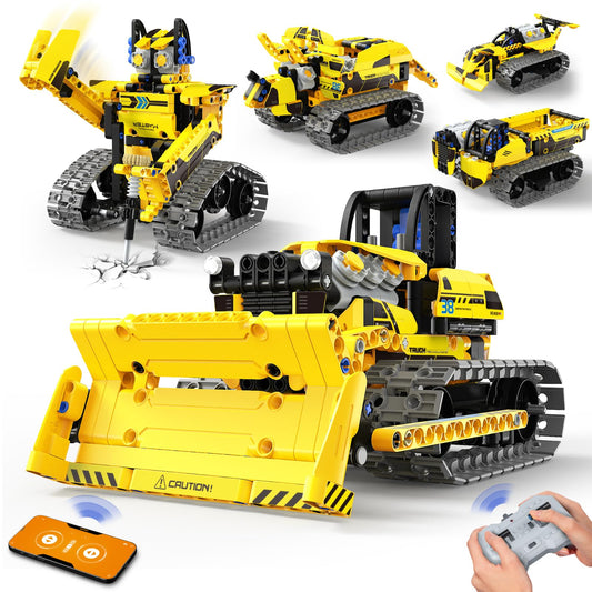 LECPOP 5-in-1 bulldozer model for hands-on STEM learning