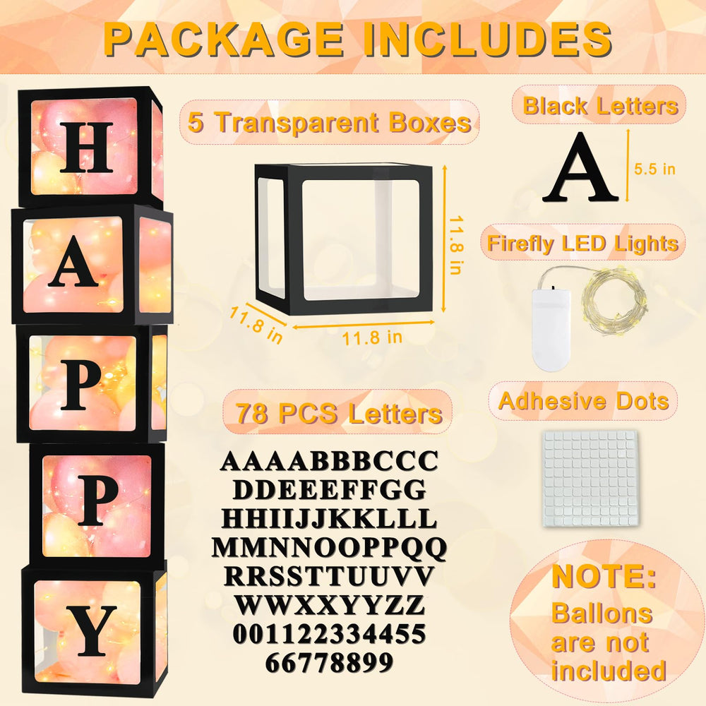 Ledido LED string lights illuminate the clear balloon boxes scene