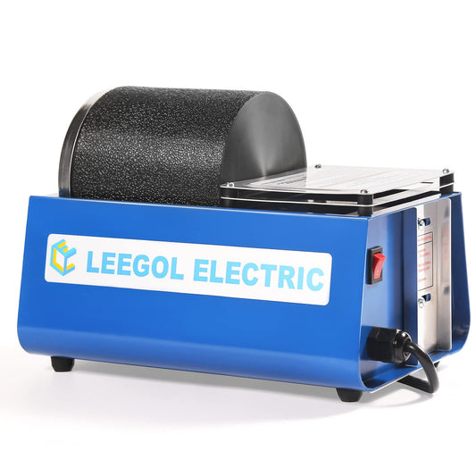Leegol Electric Rock Tumbler Kit closeup for durable home polishing.