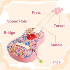 LeeQee 21in ukulele back view showing lightweight durable design for kids