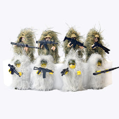 Leerfei ghillie suit figure delivers stealthy display and tactical play options.