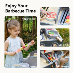 Leeshyah grill playset pieces close-up for realistic cooking pretend play.