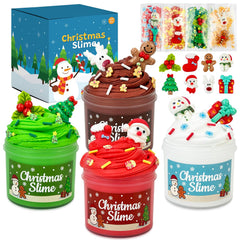 Leetous Christmas slime kit colors red, green, white, brown for festive play