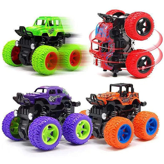 LEFEI Monster Truck four-pack front view shows durable design for active play