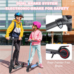 LEFELWEL blue scooter, battery display and speed options for young riders