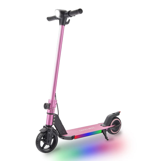 LEFELWEL kids pink scooter front light improves visibility for safer evening rides