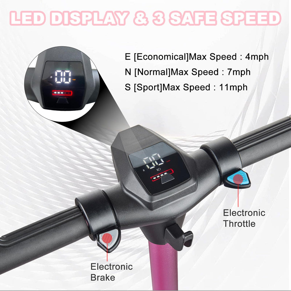 LEFELWEL kids pink scooter LED bar lights add visibility and style on the road